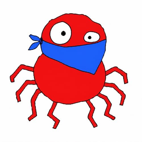 Spoodymoon, a deliberately badly drawn spider mascot