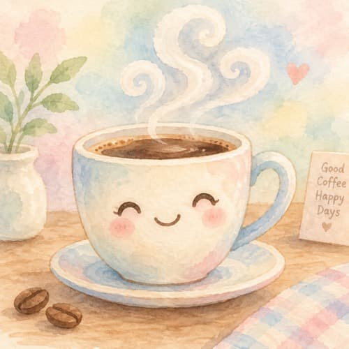 Feral Latte, a watercolor coffee cup character